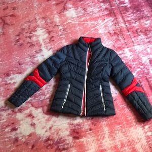 Spyder jacket, blue, red, white detail